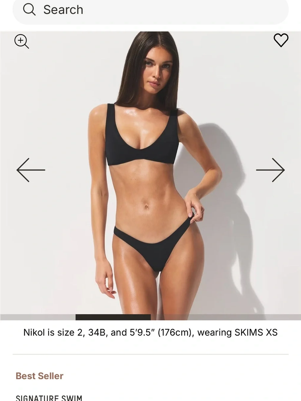SKIMS Black Scoop Bikini Top & Low-Rise Bottom